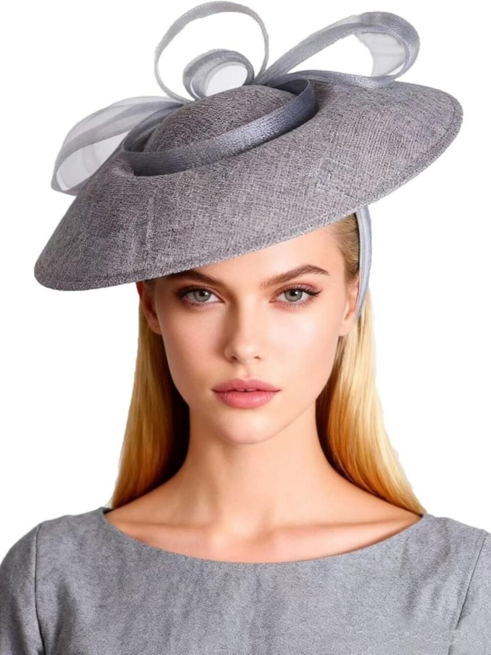 Elegant Wide Brim Church Hat for Women - Kentucky Derby Fascinator with Bow
